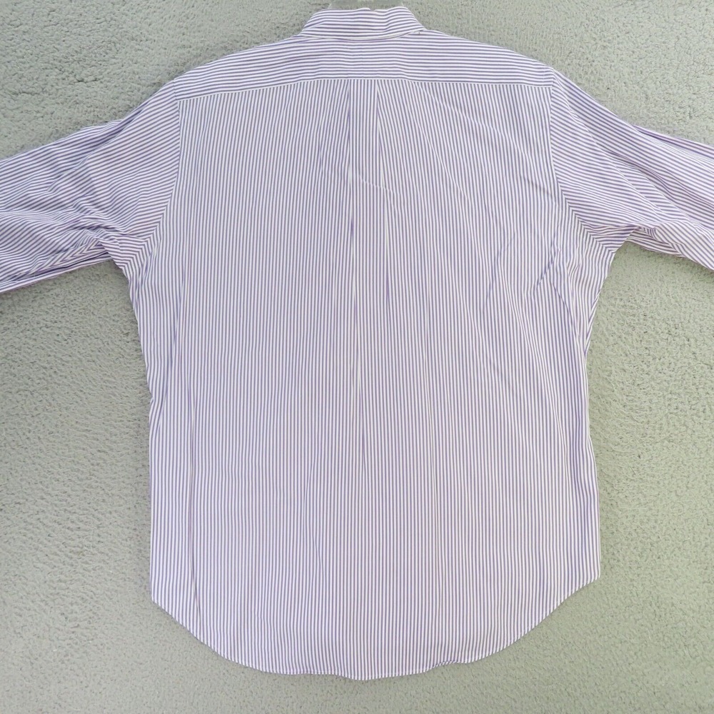 Ralph Lauren Shirt Mens Large 16.5 Purple Striped Long Sleeve Green Pony Classic - Picture 6 of 8